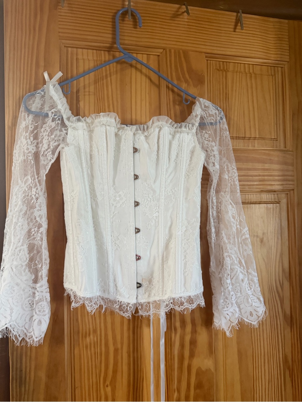 White Lace Off-Shoulder Corset Top